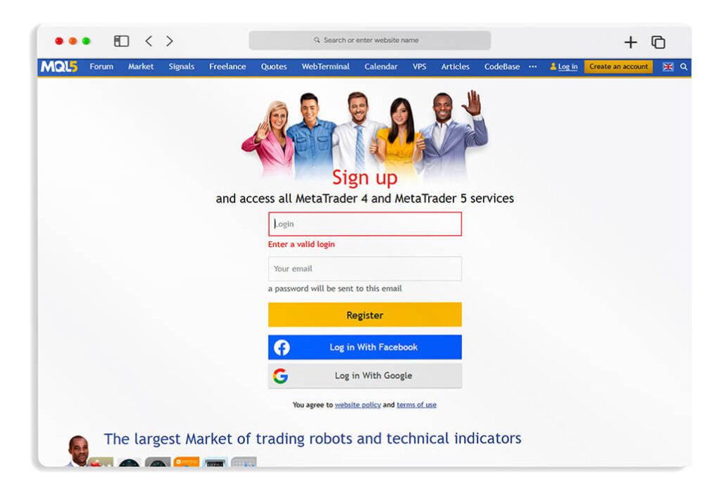 how to create mql5 account